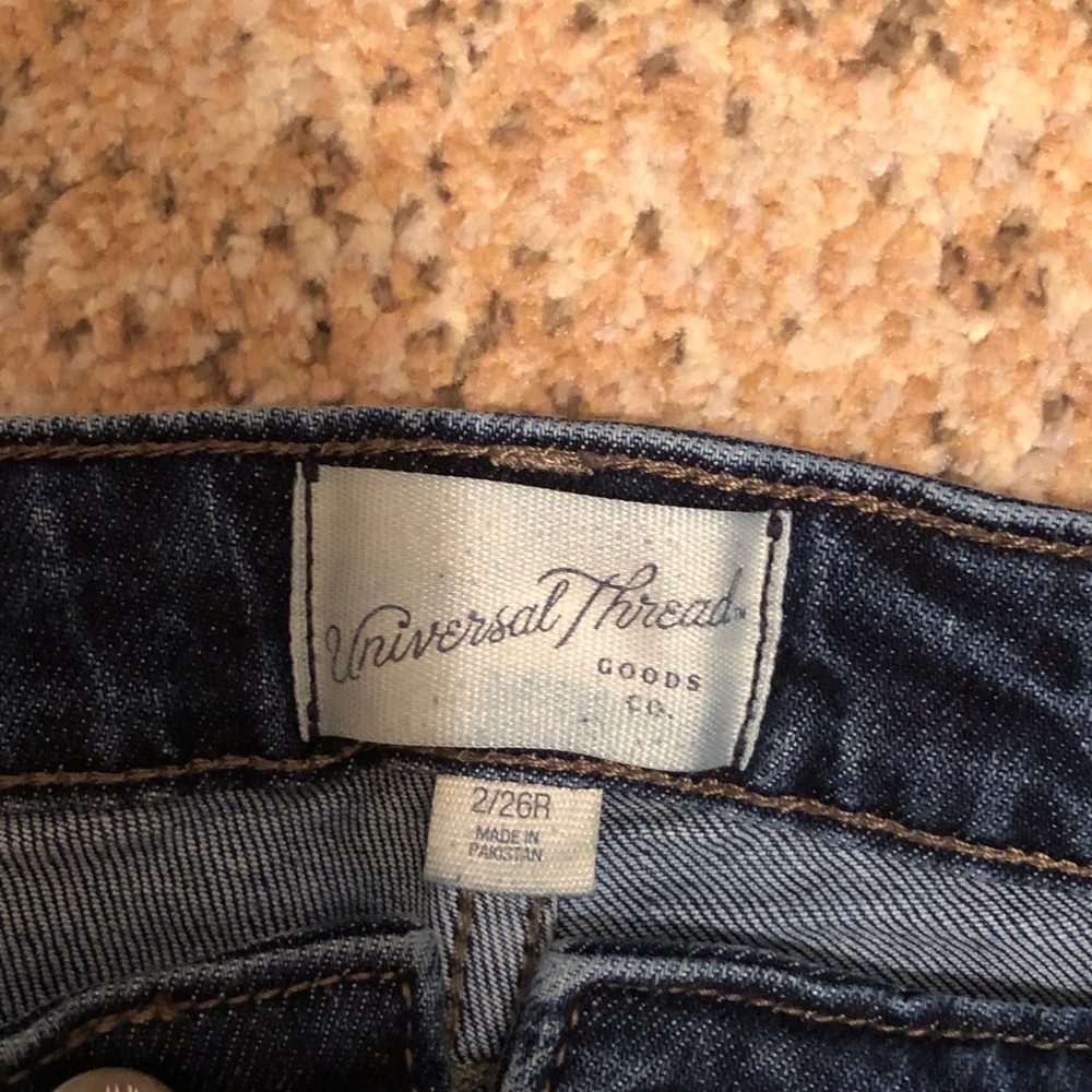 Universal Thread Dark Blue Wide Leg Jeans with Raw Hem - Picture 2 of 5